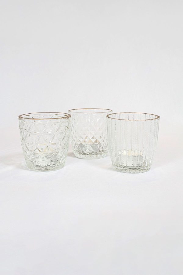 Teelichtglas mit Goldrand Matt