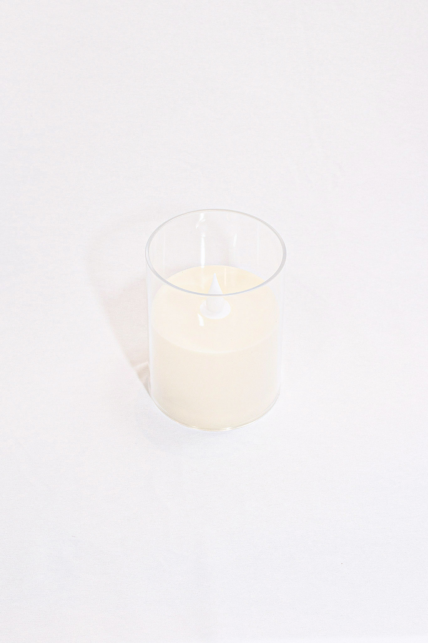 LED Stumpenkerze im Acrylglas Klein, Creme – Bild 2