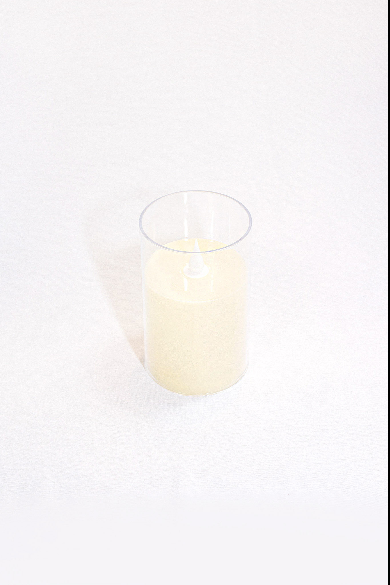 LED Stumpenkerze im Acrylglas Mittel, Creme – Bild 2