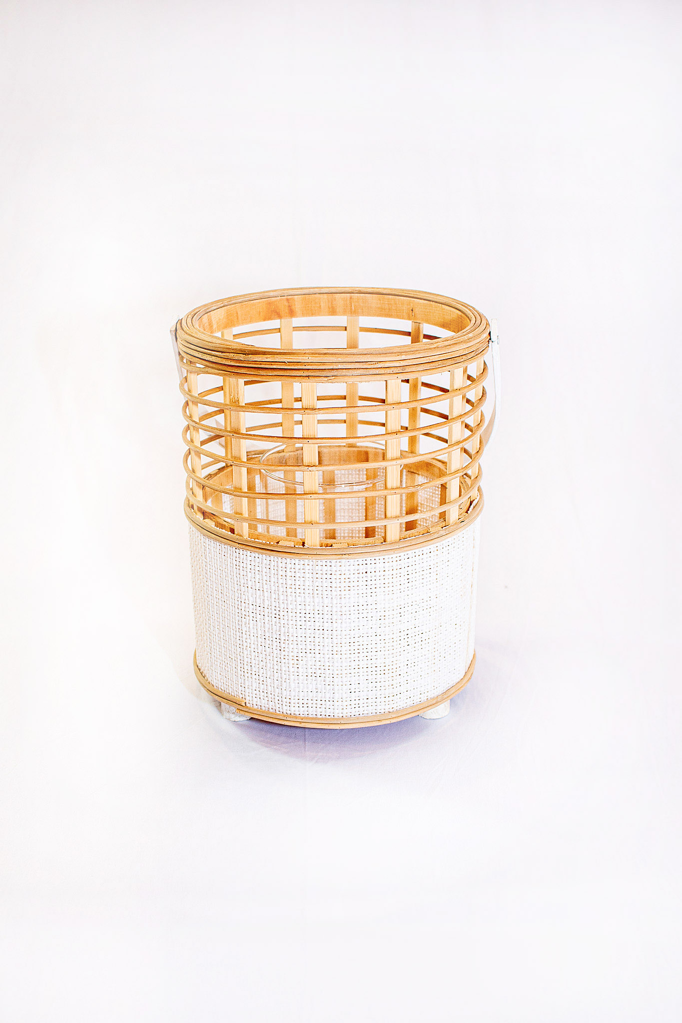 Laterne Bambus Weiß Groß