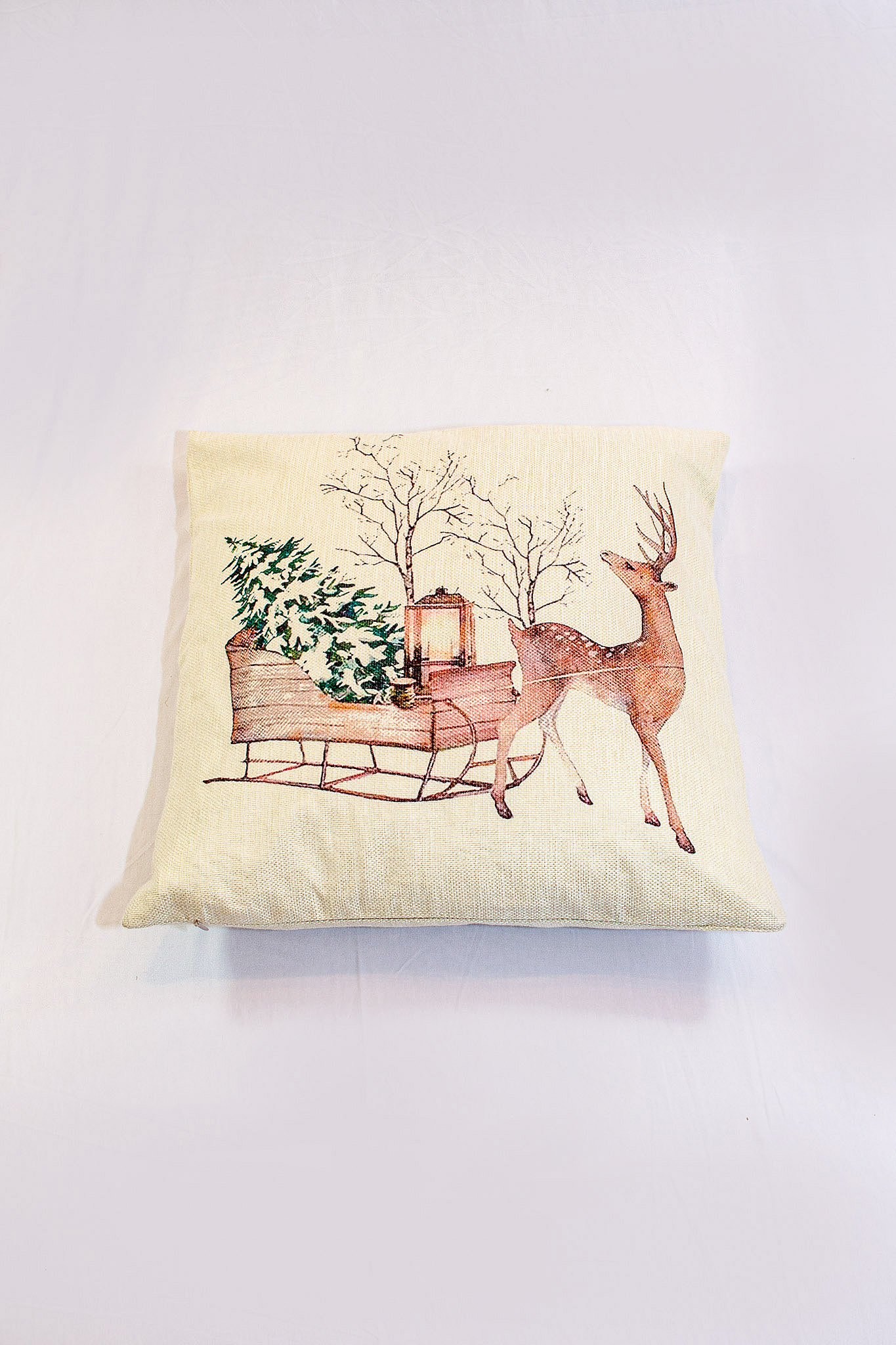 Kissen Rentier mit Schlitten