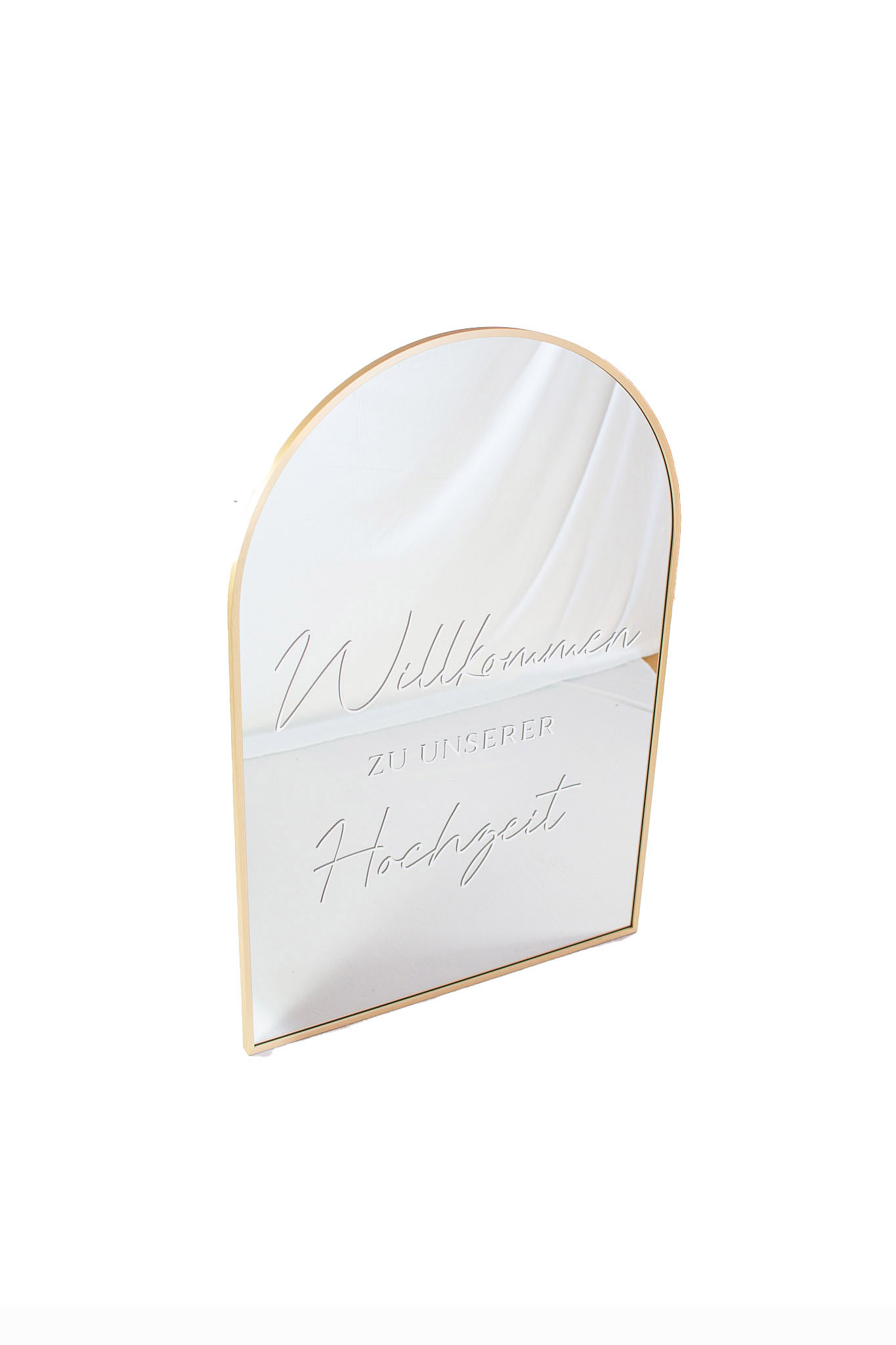 Spiegel in Gold "Willkommen zu unserer Hochzeit"