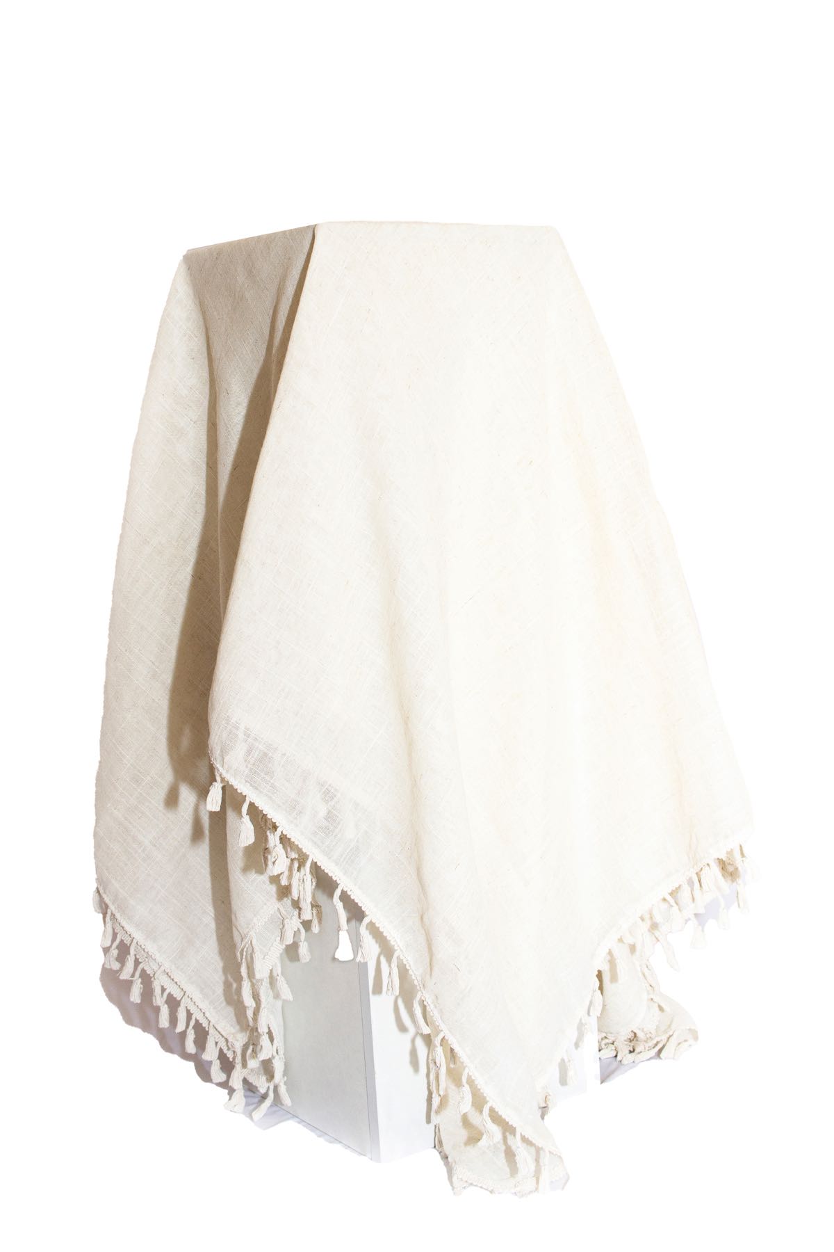 Tischdecke Beige mit Franzen