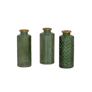gemusterte Vasen mit mattem Goldrand "Dunkelgrün"