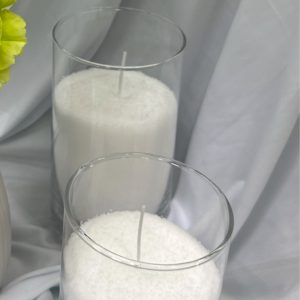 Zylindervasen mit Kerzengranulatfüllung